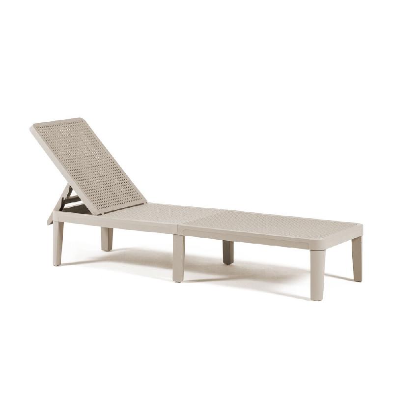 RATTATAN Chaise longue en polypropylène, dossier réglable en 4 positions, effet rattan, idéale pour les jardins, terrasses et piscines - Baia - Gre_0