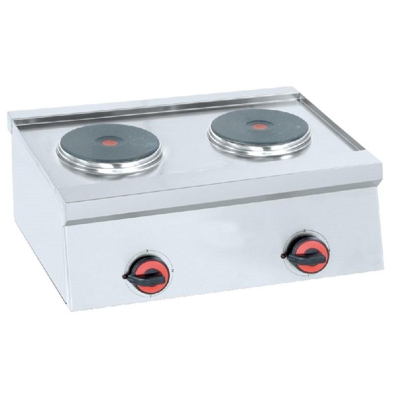Réchaud électrique 2 plaques sur table - 600x450x240 mm - 4000 W 230/1V - 44820M10 Eurast - gris inox 44820M10_0