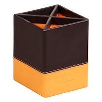 RHODIARAMA POT À CRAYONS SIMILI CUIR ITALIEN 8X8X11 CM - NOIR - LOT DE 2