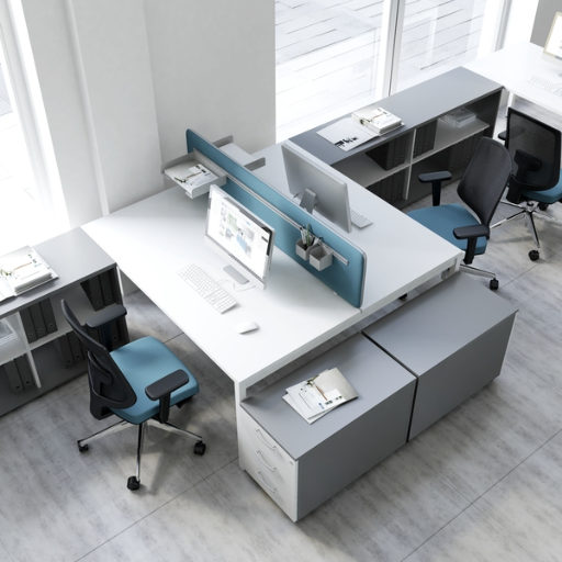 Séparateur d'espace - Cloison de bureau TWIN MDD compatible OGI avec passages de câbles, 6 dimensions disponibles_0