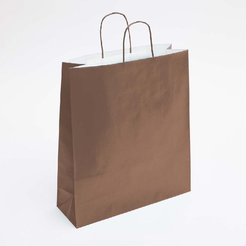 Sac kraft café poignées torsadées coordonnées 36+12x41cm - par 50_0