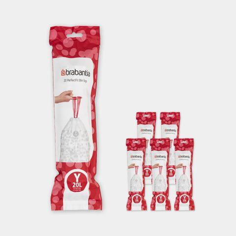 Sacs poubelle PerfectFit Brabantia - Code Y (20 litres) - 6 Rouleaux de 20 sacs - Résistants et pratiques_0