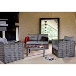 Salon De Jardin Lounge En Alu 4 Places Ice Effet Lattes Coussins Gris Manhattan Fauteuils