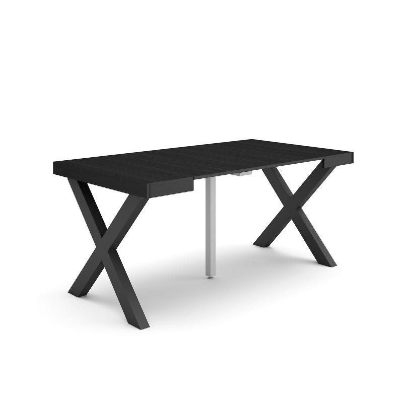 SKRAUT HOME Table console extensible, 160, Pour 8 personnes, Pieds bois massif, Noir - noir Bois manufacturé 197_49_0