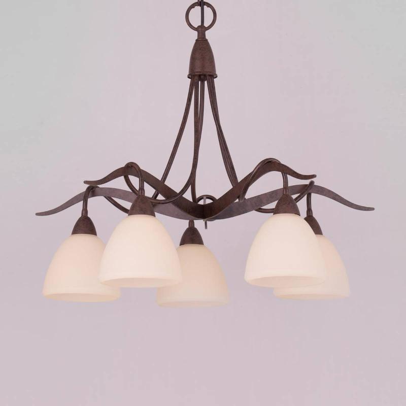 SUSPENSION RUSTIQUE SAMUELE, À 5 LAMPES, CRÈME
