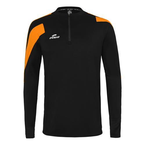 SWEAT 1/2 ZIP ACTION - ELDERA - NOIR/ORANGE FLUO