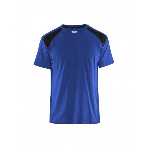 T-SHIRT DE TRAVAIL BICOLORE 100% COTON 3379 - BLEU ROI ET NOIR - S BLAKLADER