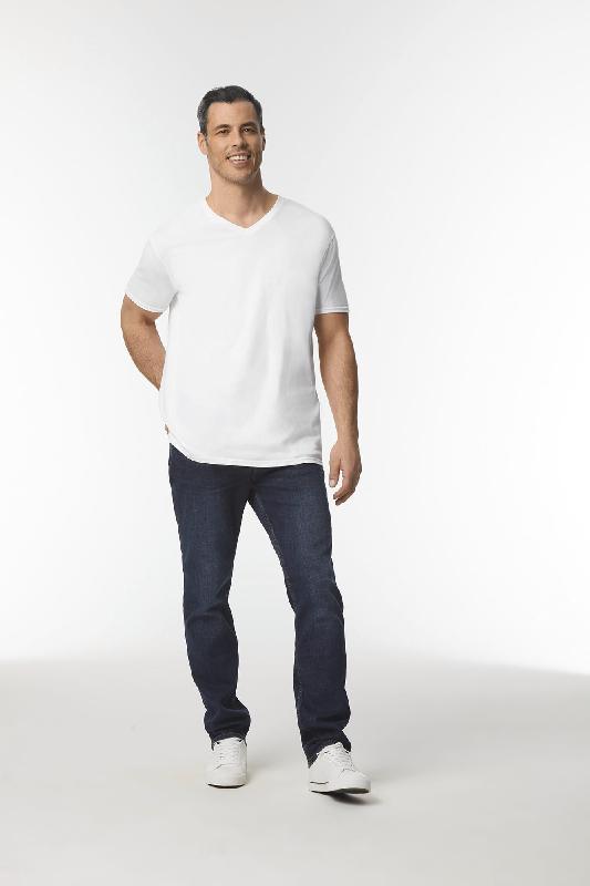 T-shirt homme col V Softstyle - 100% coton ring spun pré-rétréci - Réf: GI64V00_0