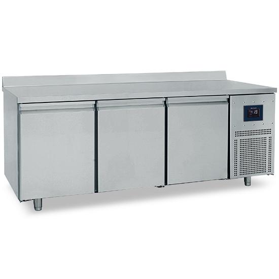 Table congélateur pâtisserie - 3 portes 600x400 mm - plan de travail inox avec dosseret - BNZ0007/FNPI_0