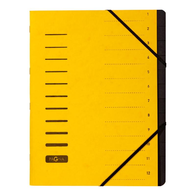TRIEUR A ELASTIQUES EN CARTE PAGNA - 12 DIVISIONS - JAUNE