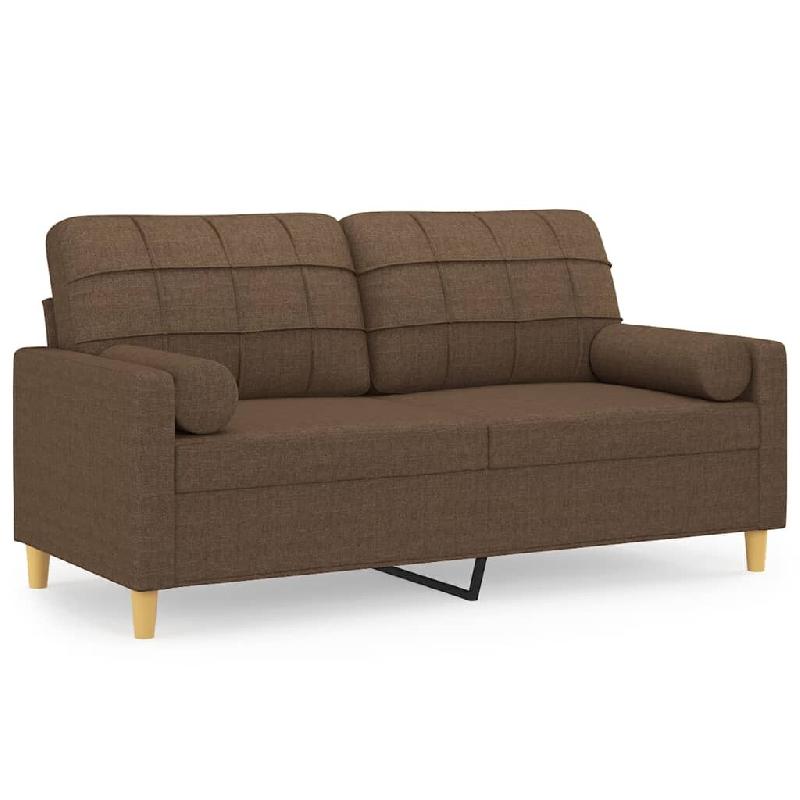 VidaXL Canapé 2 places avec oreillers décoratifs marron 140 cm tissu Modèle Xalina - 3200785_0