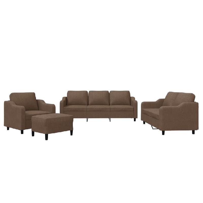 VidaXL Ensemble de canapés 4 pcs avec coussins Marron Tissu Modèle Helios Pro - 3201781_0