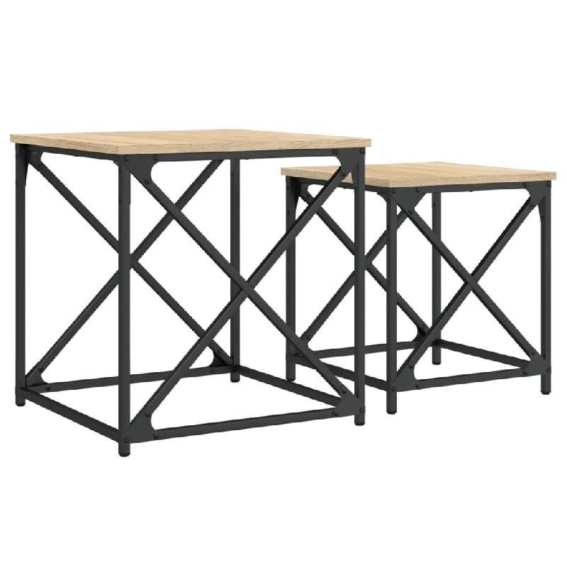 VidaXL Tables basses gigognes 2 pcs chêne sonoma bois d'ingénierie Modèle Lofty Select - 838944_0