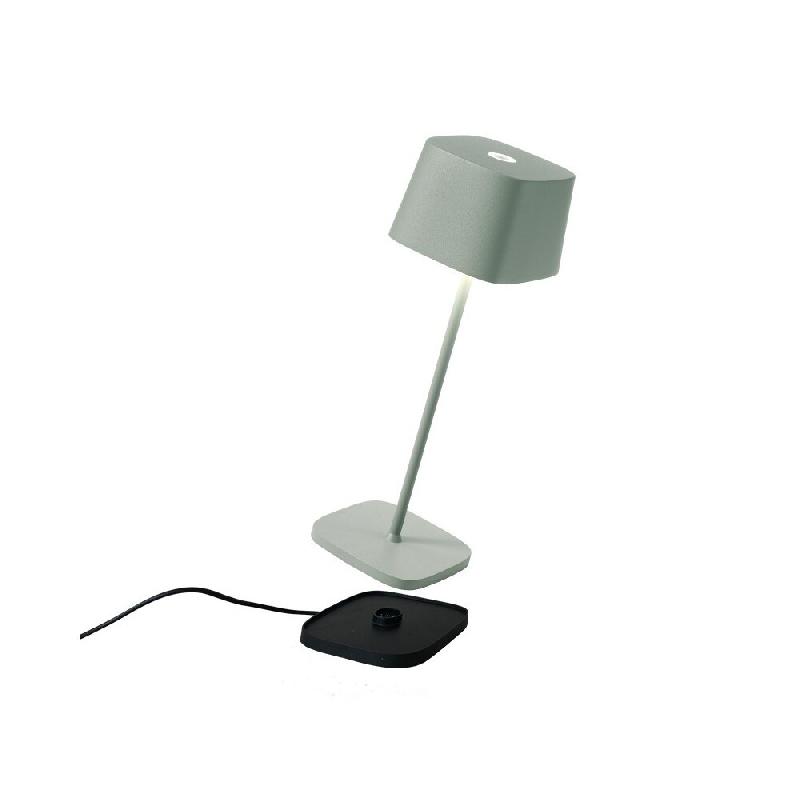 Lampe de table LED Zafferano Ofelia Pro Sage, rechargeable et dimmable - 2200-2700-3000K - autonomie maximale 9h - vert 8054040728488_0