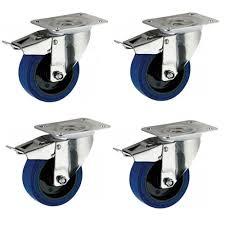 100mm Flight case castors - 4 - Heavy Duty Elastic Rubber braked Castor 150kg Ea_0