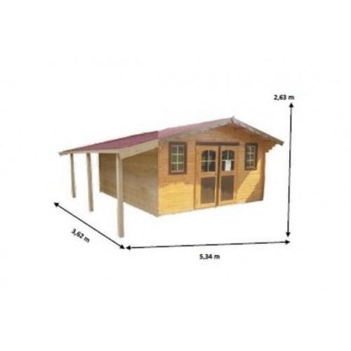 ABRI DE JARDIN BALMONT EN BOIS AVEC BÛCHER - 28 MM - 10,67 M2 HABRITA