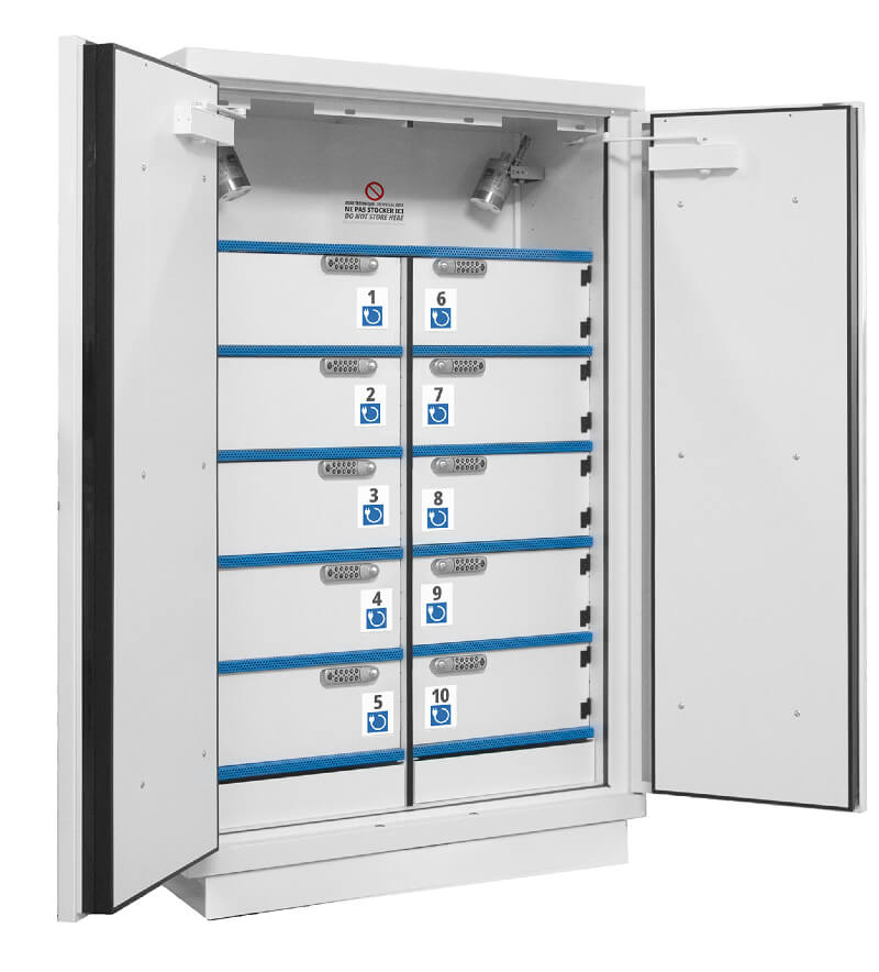 Armoire  à compartiments pour l'entreposage et la recharge des Batteries Lithium_0