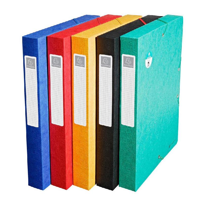 BOÎTE DE CLASSEMENT EXACOMPTA EXABOX SCOTTEN NATURE FUTURE A4 - TRANCHE 4 CM 350 FEUILLES - CARTON COMPRIME - ASSORTI - LOT DE 10