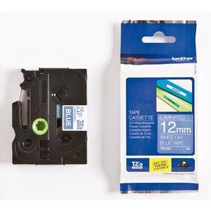 Ruban de transfert thermique Brother pour P-Touch - Laminé 12mm x 8m Blanc/Bleu TZE535_0