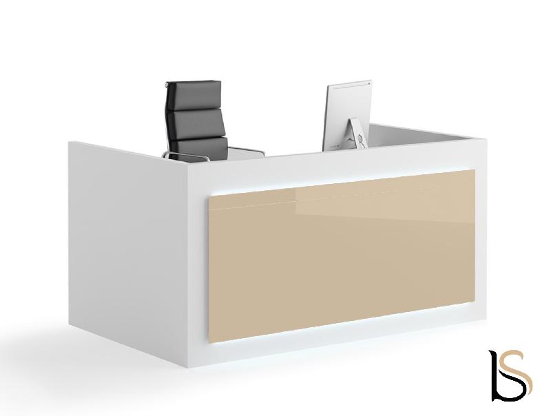 Bureau comptoir bas avant - Ofitres : accueil design - 129, Blanc, Oui, Beige brillant_0