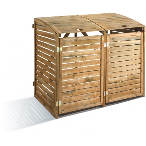 CACHE POUBELLE DOUBLE EN BOIS - 1366 LITRES - PRATIK JARDIPOLYS