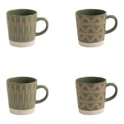 Coffret de 4 tasses veracruz 18 cl -  Vert Rond Grès Table Passion 9.5x cm - vert Grès 3106232281785_0