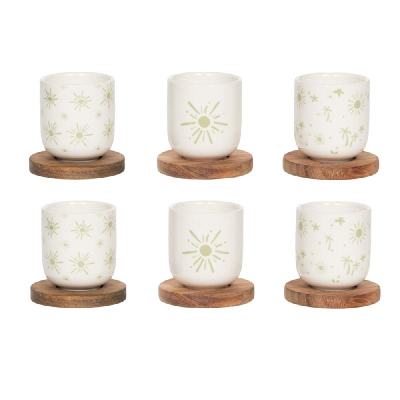 Coffret de 6 tasses et sous-tasses vertes Tamara 10 cl -  10.00 cl Rond Grès Table Passion 7.50x7.50 cm - vert Grès 3106232970535_0