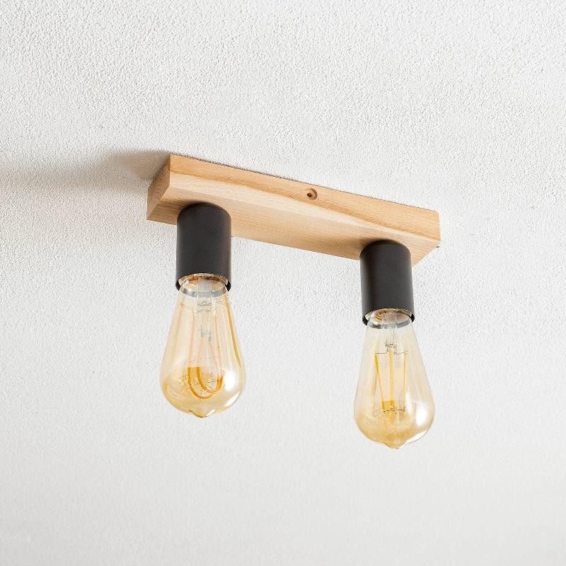 ENVOSTAR ESAN PLAFONNIER EN BOIS DE HÊTRE À 2 LAMPES