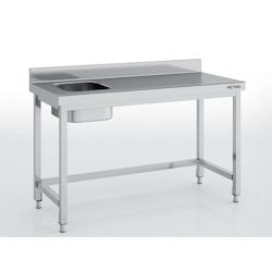 ERATOS Table Du Chef Profondeur 600 - Bac A Gauche - Sans Etagere Avec Renfort - 2000X600X850 - Livree Demontee MCCD60-200I - Acier inoxydable 18/10 M_0