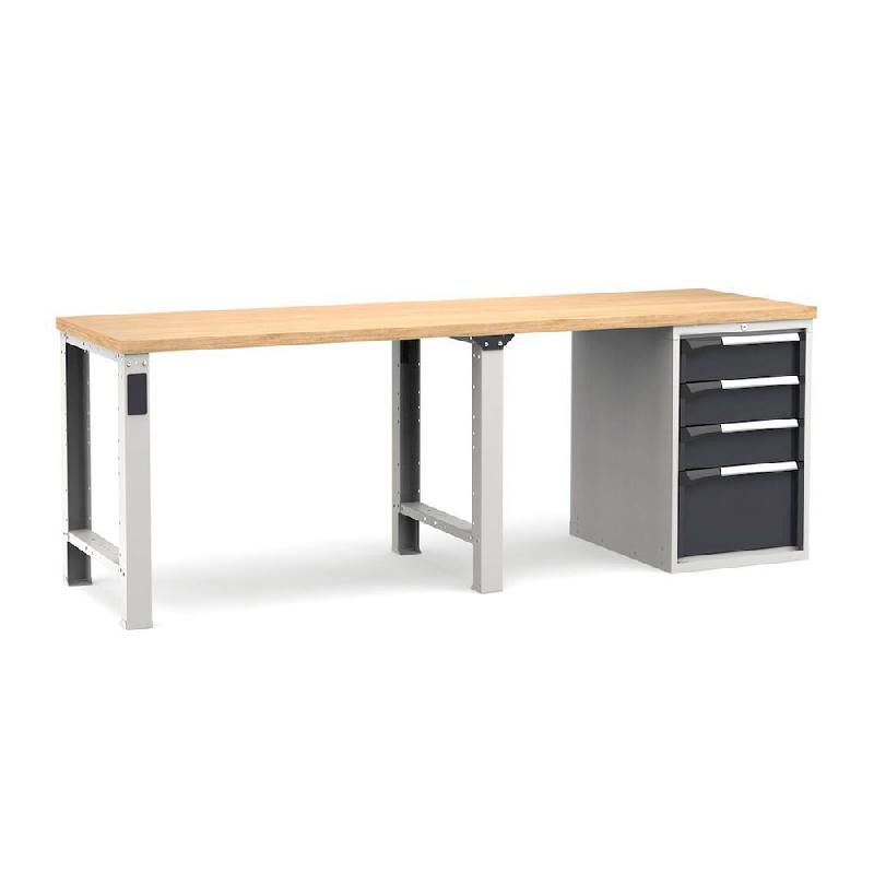 Établi plateau bois L.2500 mm avec bloc 5 tiroirs NOVALP_0