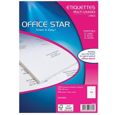 ETIQUETTE ADRESSE 105 X 42.4 MM (VENDU PAR 1400)