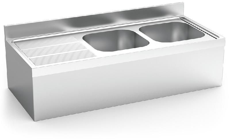 FRICOSMOS Evier suspendu avec tablier 2C,EI 1400x600x250 mm. Dimensions de la cuve 400x400x250 mm. - inox 054434OST_0