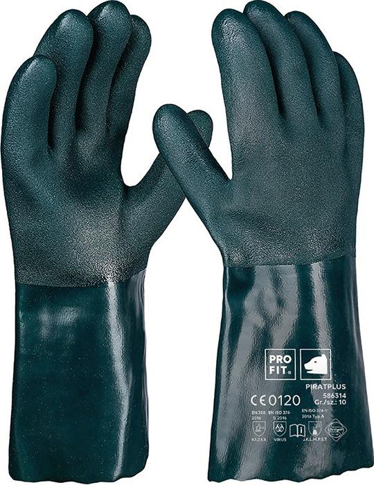 Gant de protection chimique Pro Fit - PVC vert taille 10 - Normes EN 388 et EN ISO 374-1 - Catégorie EPI III_0