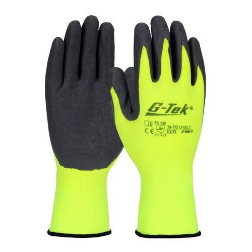 GANTS DE MANUTENTION TRICOTÉS NYLON ENDUCTION LATEX CRÊPÉ - JAUNE - 8