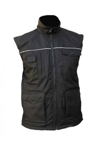 Gilet de travail multipoches RIPSTOP noir - bandes rétro réfléchissantes - col polaire - tailles S à 3XL_0