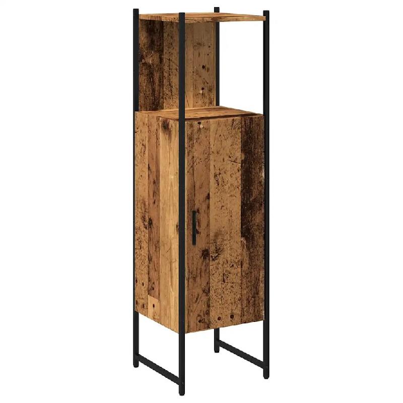 Helloshop26 - Armoire de salle de bain design peu encombrant 33 x 33 x 120 cm grand espace de rangement en bois vieux bois 02_0051184 - Bois massif 30_0
