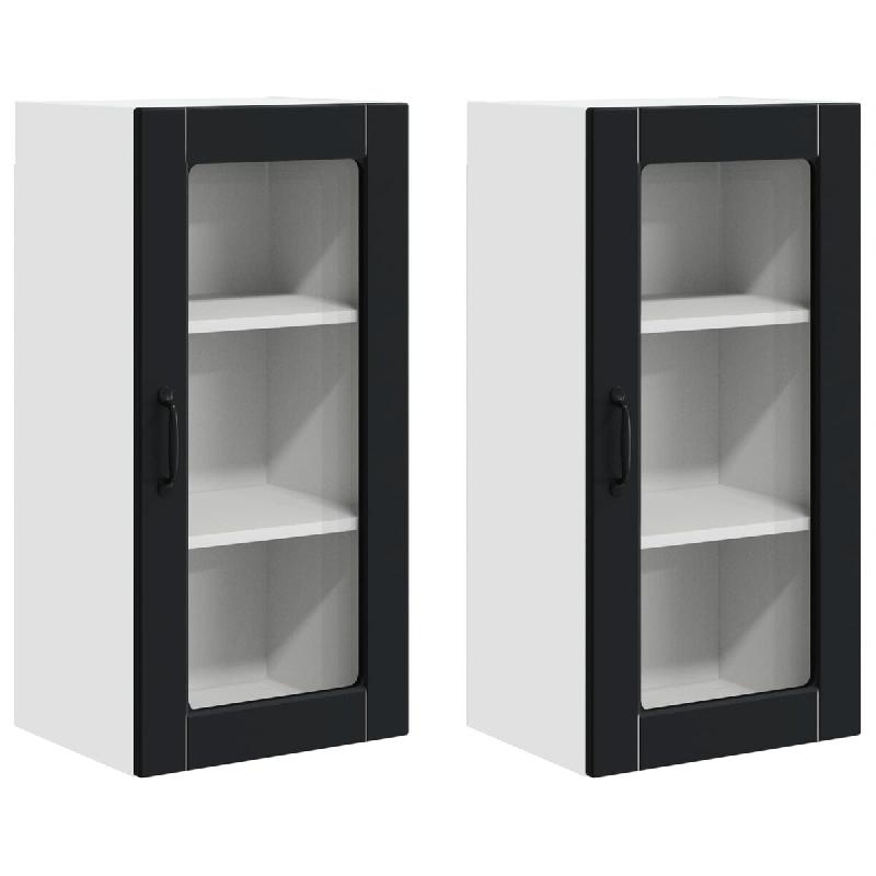 Helloshop26 - Lot de 2 armoires murales de cuisine fonctionnelles design contemporain 40 x 31 x 80 cm en bois d'ingénierie noir 02_0054007 - noir Boi_0
