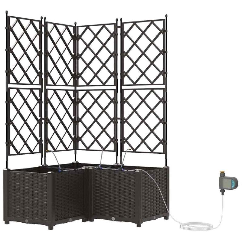 Helloshop26 - Lot de 3 cache-pots modernes design épuré jardin extérieur 80 x 80 x 142 cm en acier marron 02_0058529 - marron acier 3000240639616_0
