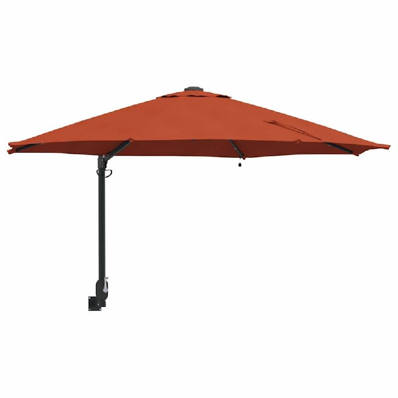 Helloshop26 - Parasol de jardin inclinable moderne 248 x 248 x 148 cm avec éclairage LED ambiance cosy en polyester terre cuite 02_0058647 - 30002407_0