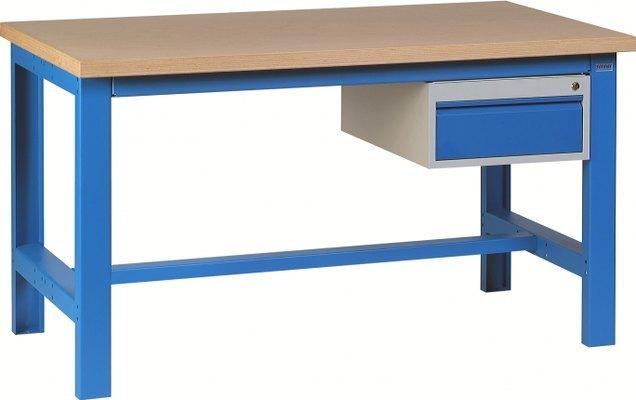 ETABLI SI 40 PLATEAU HÊTRE MULTIPLIS 2000X750 + 1 TIROIR BLEU RAL 5015 - MANUTAN COLLECTIVITÉS