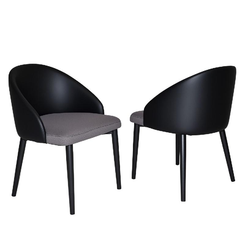 Merax Lot de 2 chaises de salle à manger noir/gris, PU, assise mesh respirante, pieds métal, dossier ergonomique - gris multi-matériau W1198P514629_0