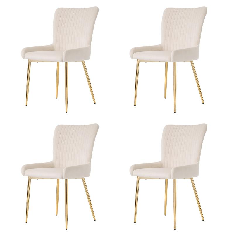 Merax Lot de 4 chaises de salle à manger en velours pour salon, chambre à coucher, avec quatre pieds de support en métal argenté, soutien lombaire_0