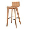 Mirka - Tabouret de restaurant en bois chêne massif verni naturel - Finitions personnalisables - Hauteur 80/98 cm_0