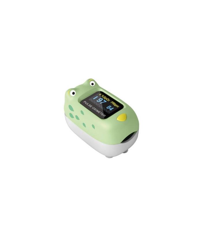 Oxymètre de pouls pédiatrique Oxyfrog - Design grenouille - Spengler - Écran LCD orientable - Indicateur de batterie_0