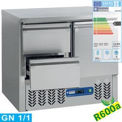 Pack saladette inox frigorifique gaz r600a : 2 portes avec 2 tiroirs compact line - SA2/R6_GC1/2/R6_0