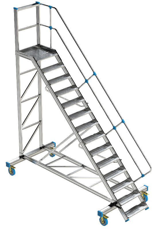 Plateforme de travail en aluminium - Inclinaison 45° - Normée EN131.7 - Plateforme antidérapante 600x600 mm_0