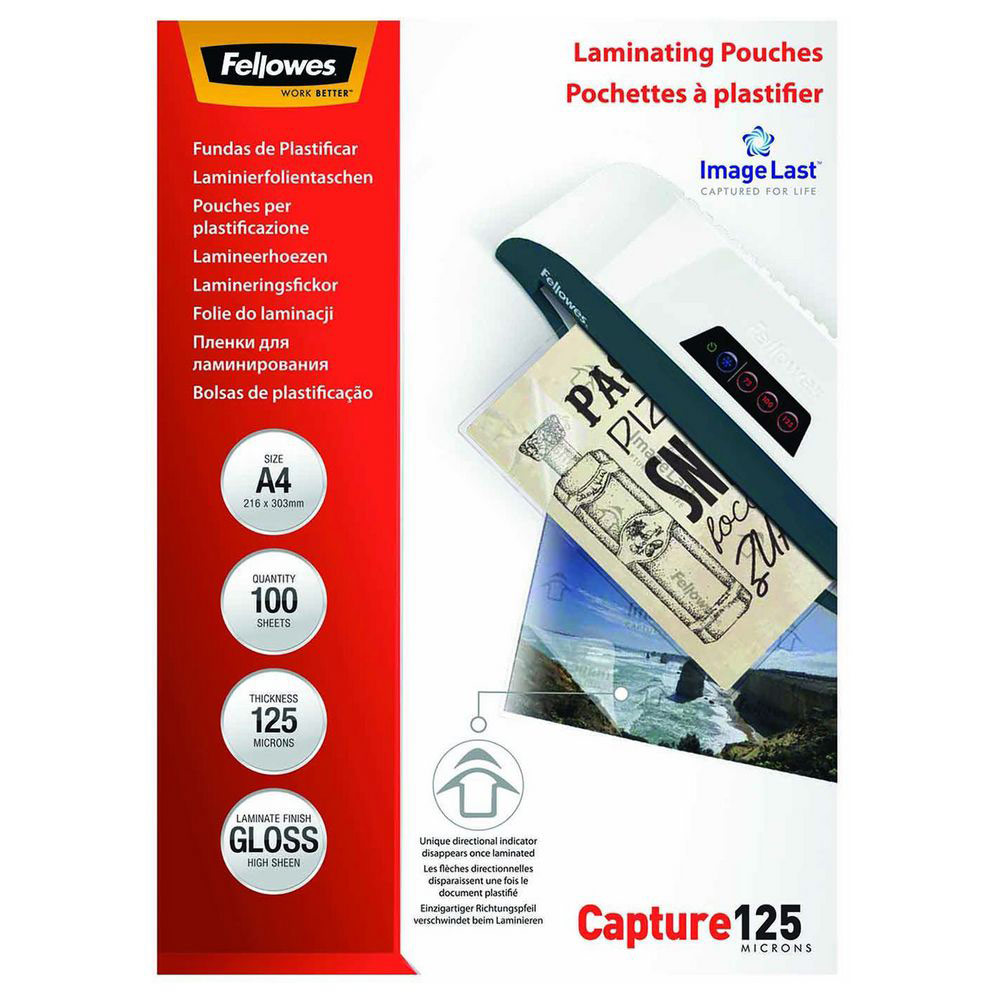 POCHETTES DE PLASTIFICATION FELLOWES IMAGELAST A4 - 125 MICRONS - BOÎTE DE 100