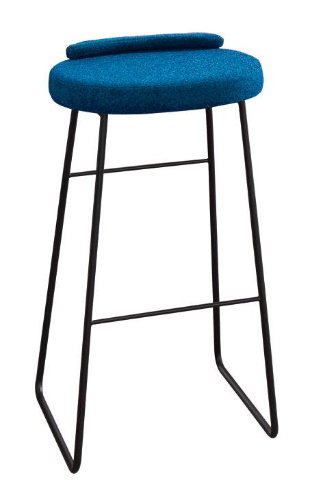 POLO / TABOURET HAUT PIEDS NOIR ASSISE TISSU BLEU CANARD_0
