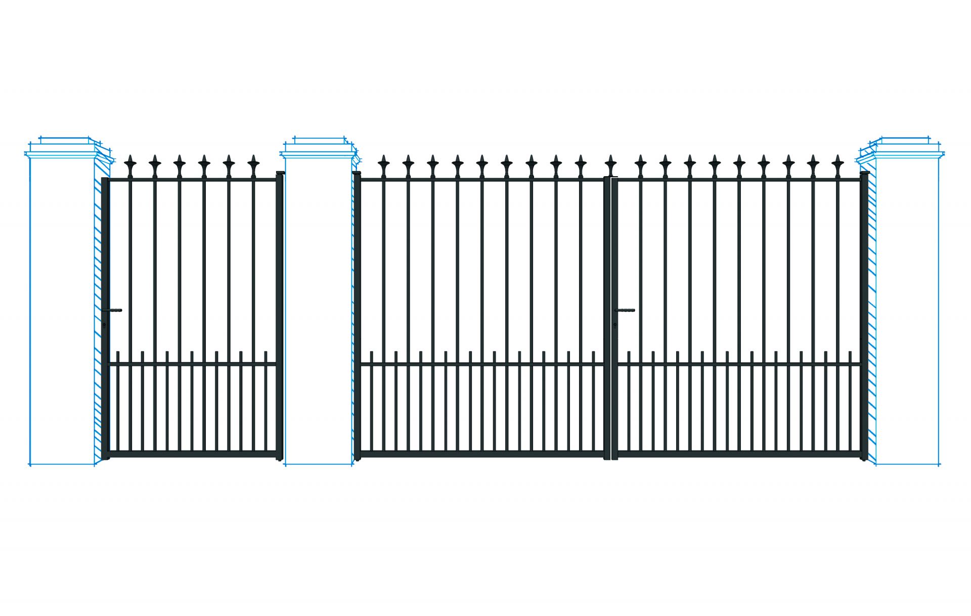 Portail coulissant Majorque - Fers de lance - Tube 35x35x2 - Barreaudage 17x2 - Soubassement tôle 2_0