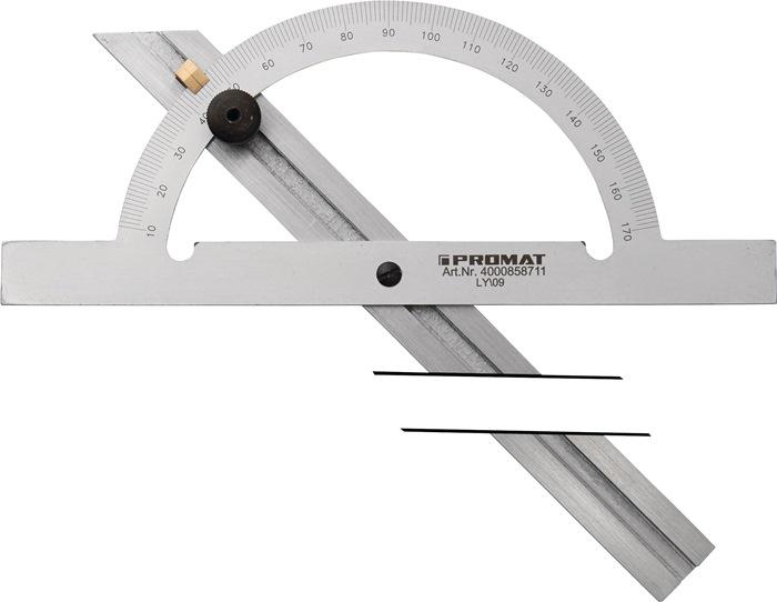 Rapporteur d'angle PROMAT - Arc gradué 100 mm - Règle coulissante 150 mm - Chromé mat anti-reflets_0